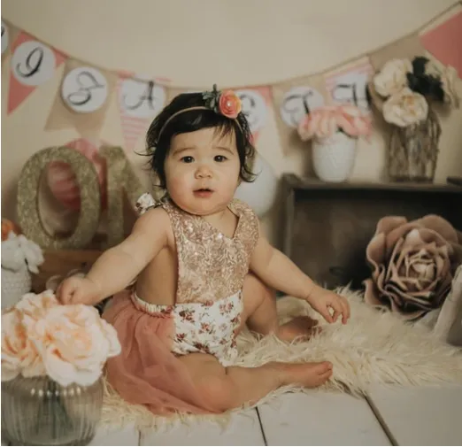 $17.50 EA - 12-24M X 2 -- Kryssi Kouture Vintage Rose Alexandra Tutu Romper