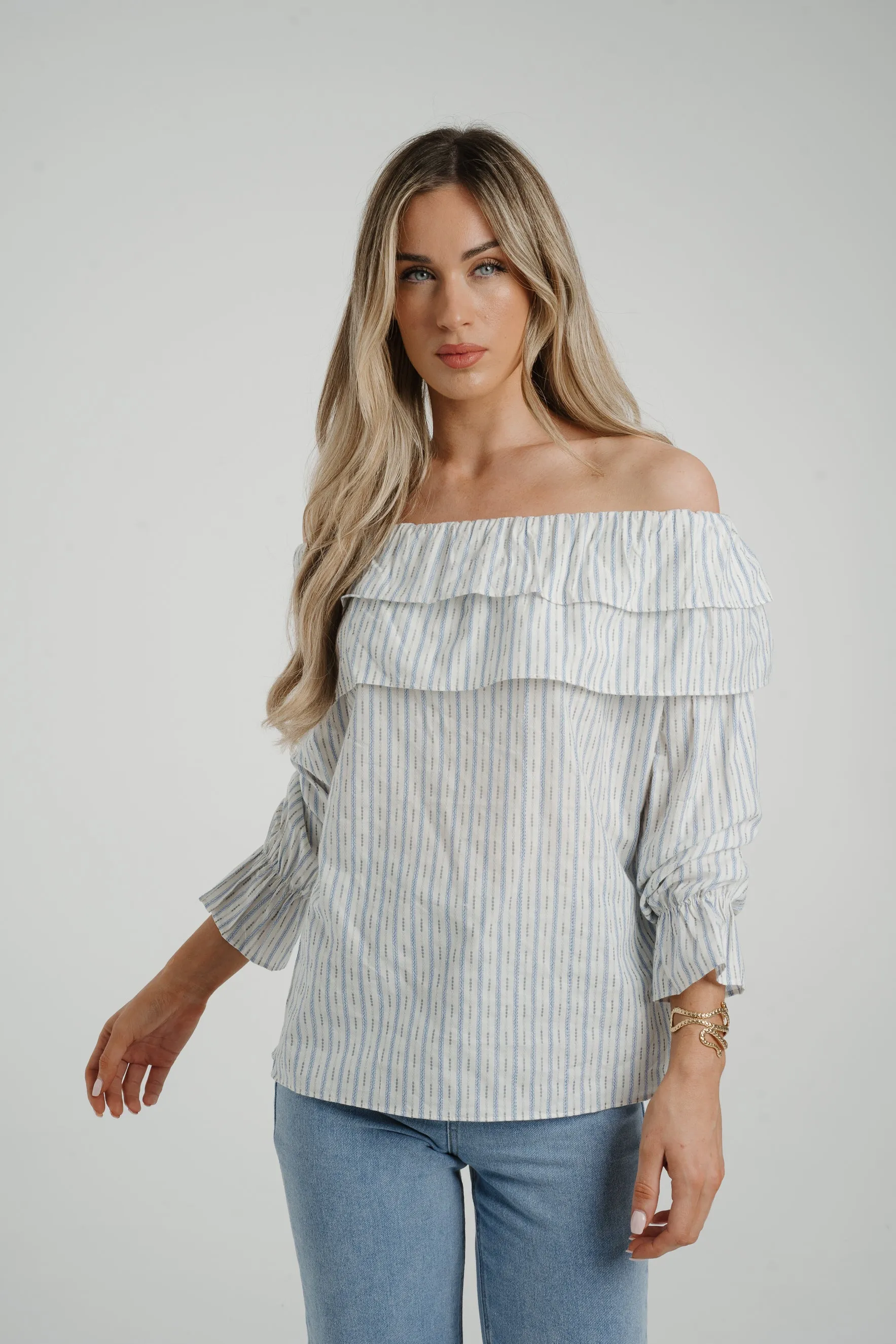 Ally Bardot Stripe Top In Blue