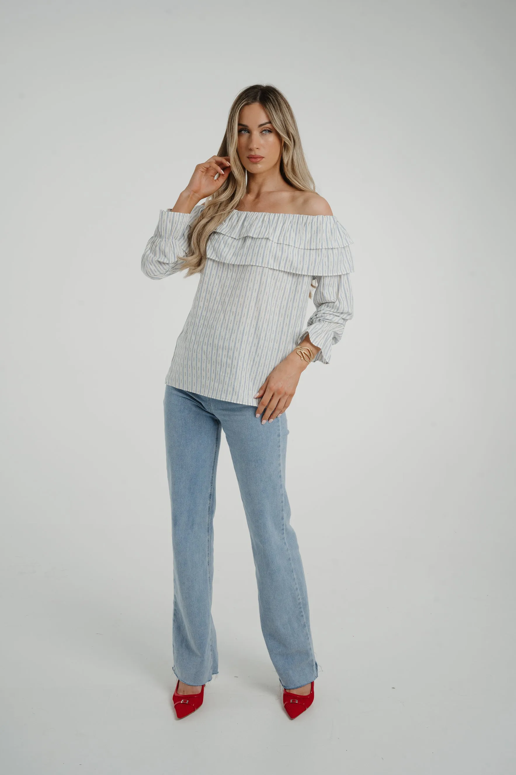 Ally Bardot Stripe Top In Blue
