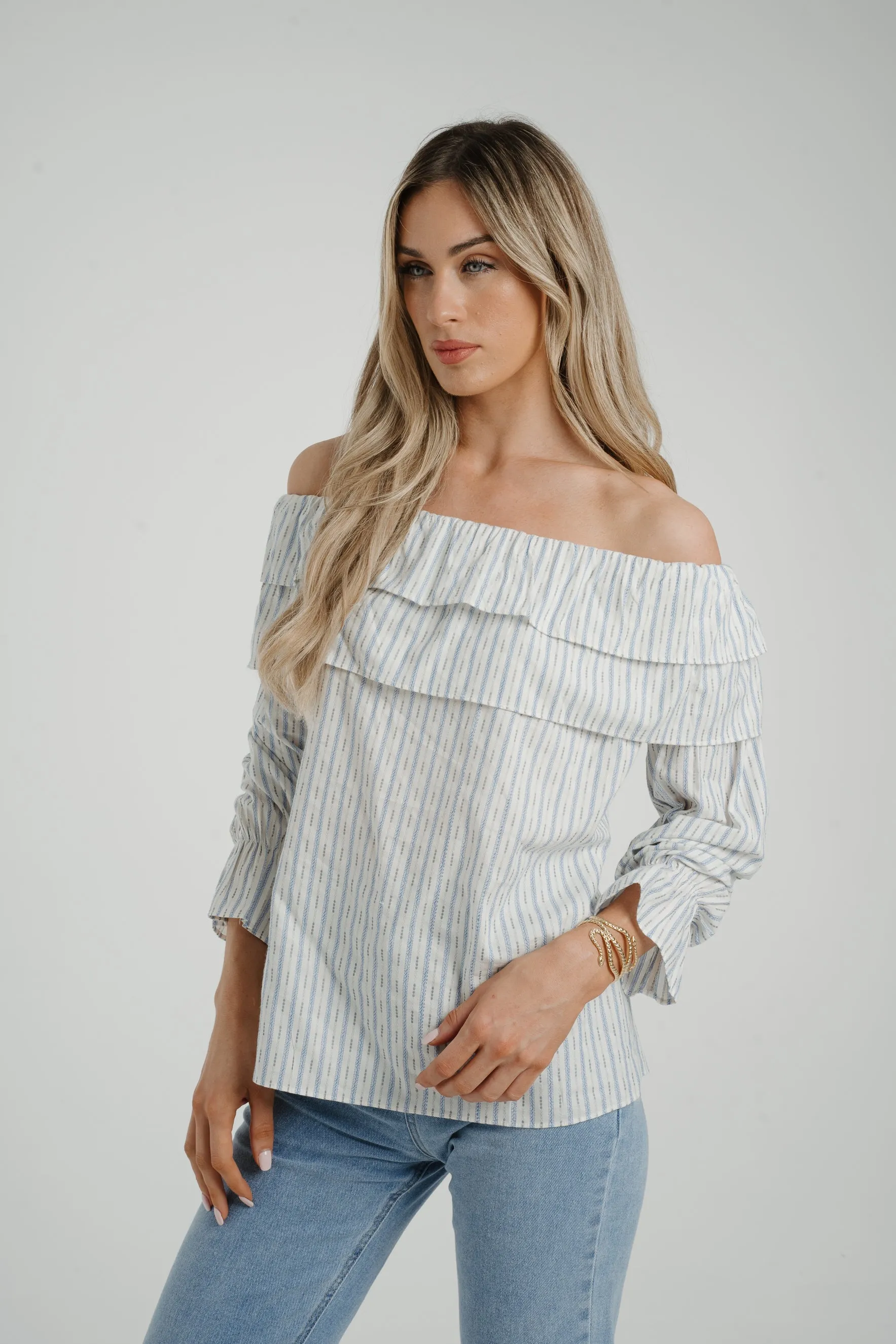 Ally Bardot Stripe Top In Blue