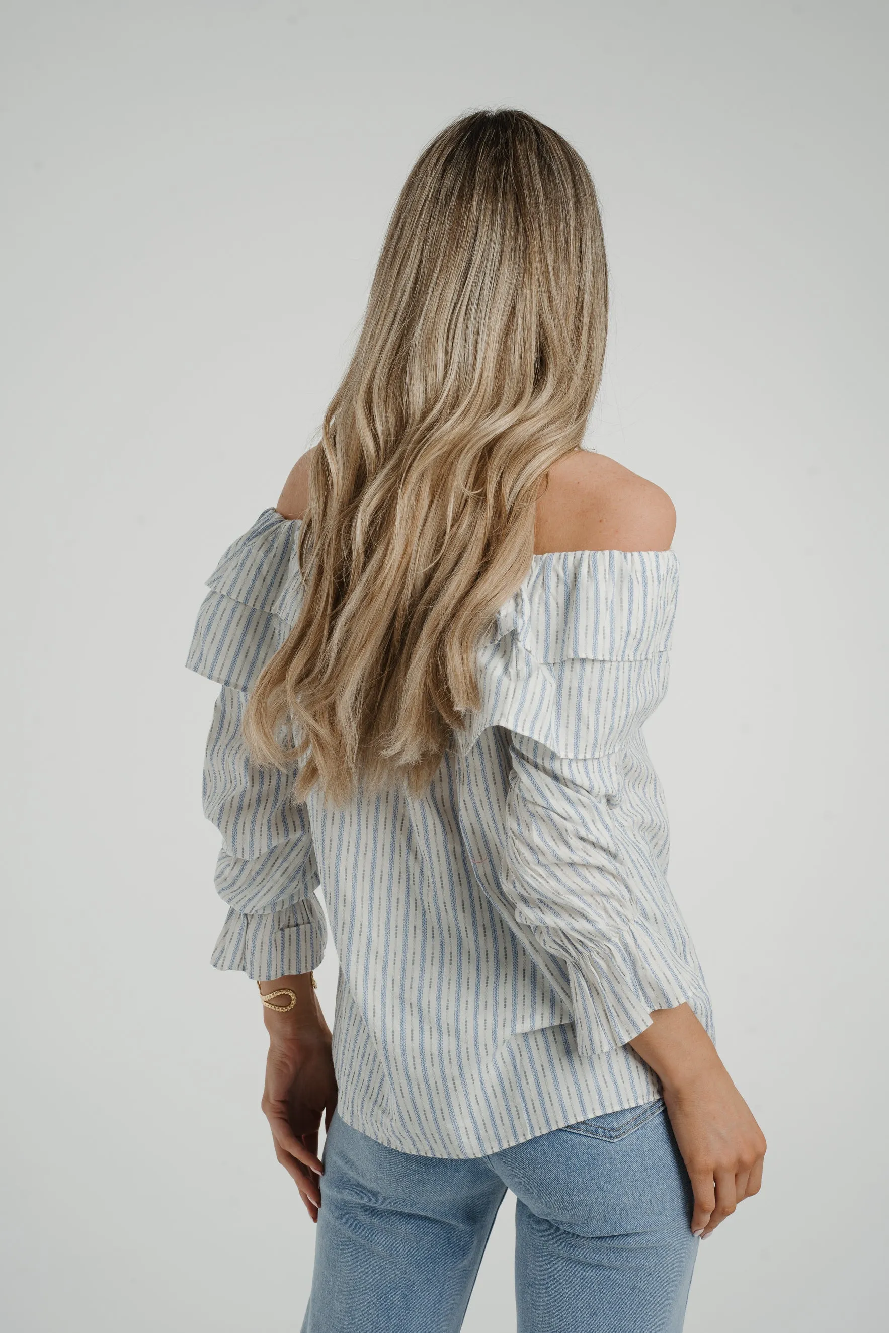 Ally Bardot Stripe Top In Blue
