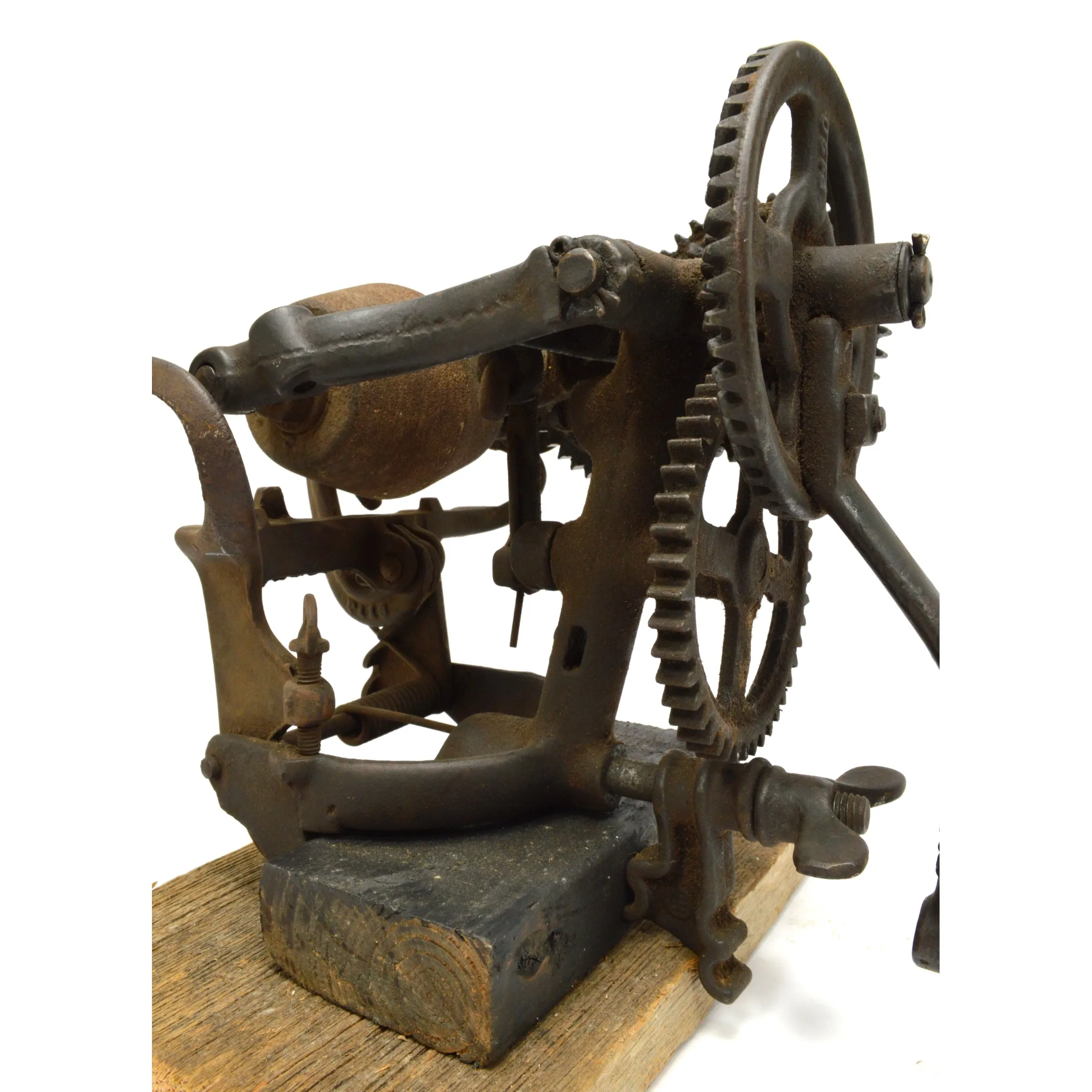Antique "McCORMICK" SICKLE BLADE SHARPENING Gear Crank Stone Grinder STEAMPUNK