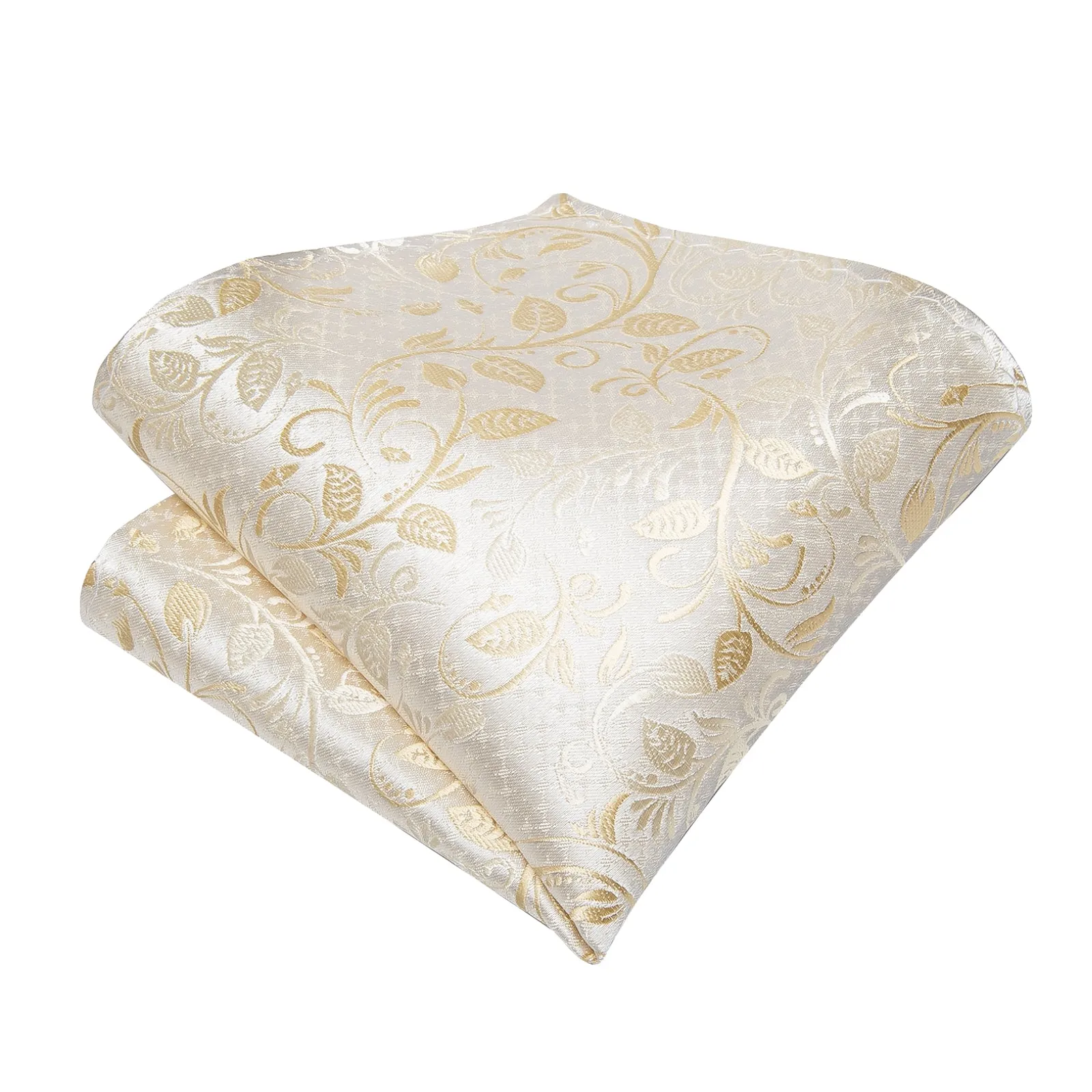Beautiful Champagne Paisley BowTie Pocket Square Cufflinks Set