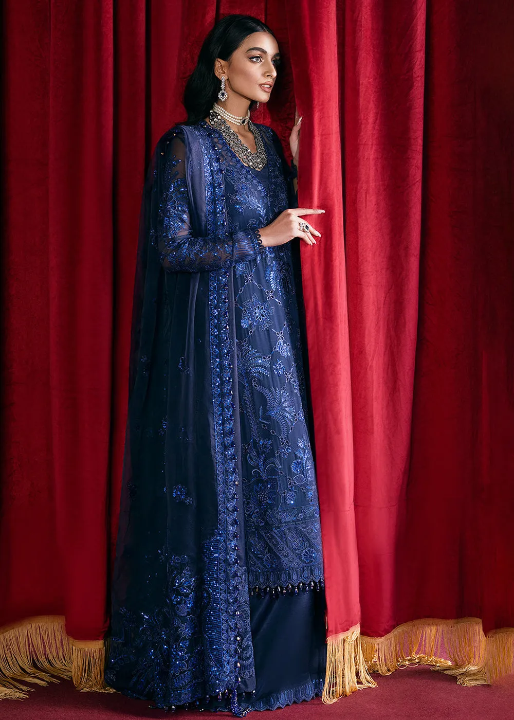 Blue Embroidered Suit - Afrozeh Luxury Starlet Collection '23 - Sapphire Elegance