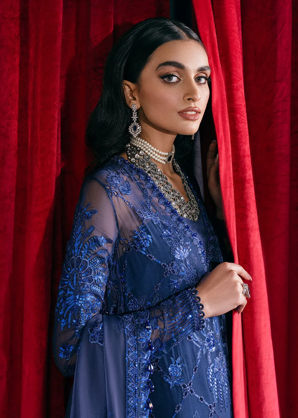 Blue Embroidered Suit - Afrozeh Luxury Starlet Collection '23 - Sapphire Elegance