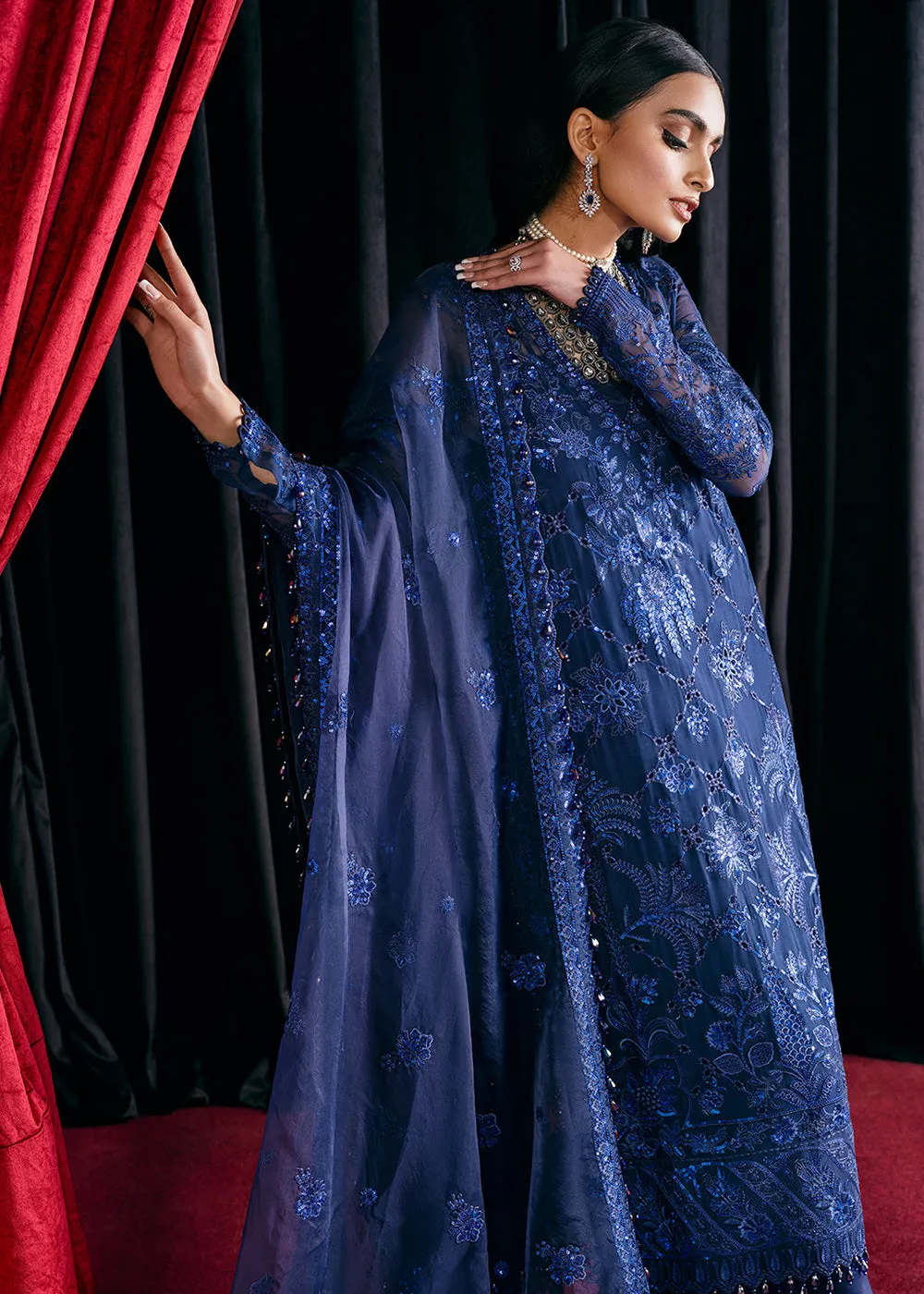 Blue Embroidered Suit - Afrozeh Luxury Starlet Collection '23 - Sapphire Elegance