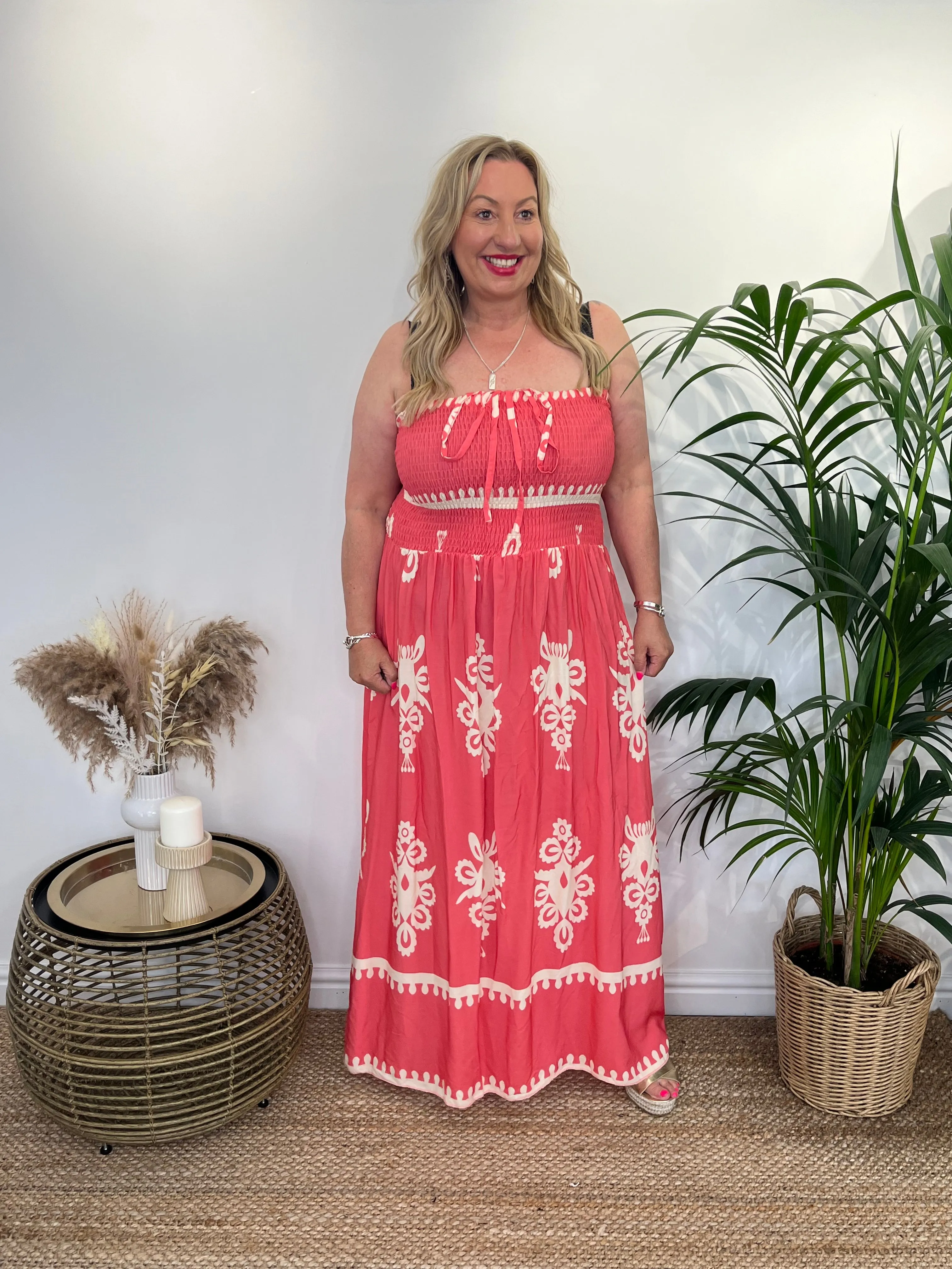 DANNY Damascus Bardot & Halter Neck Dress