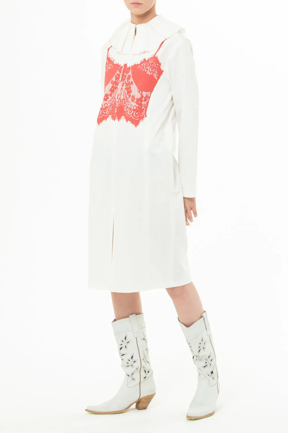 Dress with a print in the form of a lace top