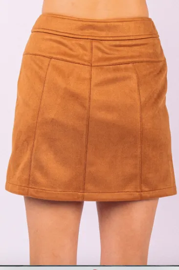 Faux Suede Zipper Detail Mini Skirt - Assorted Colours