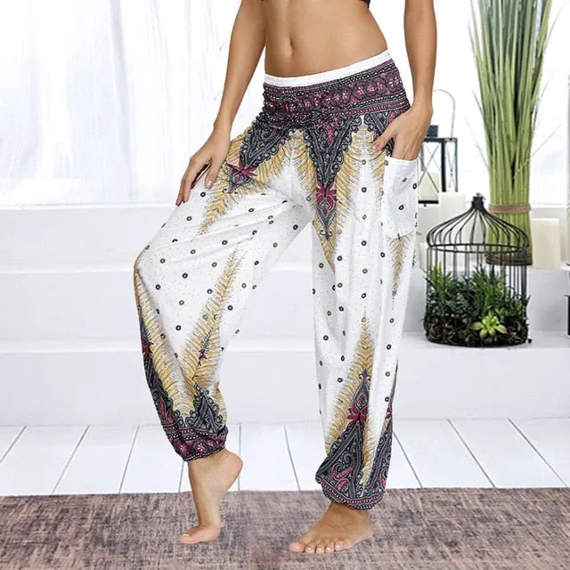 Floral Print Wide Leg Yoga Trousers