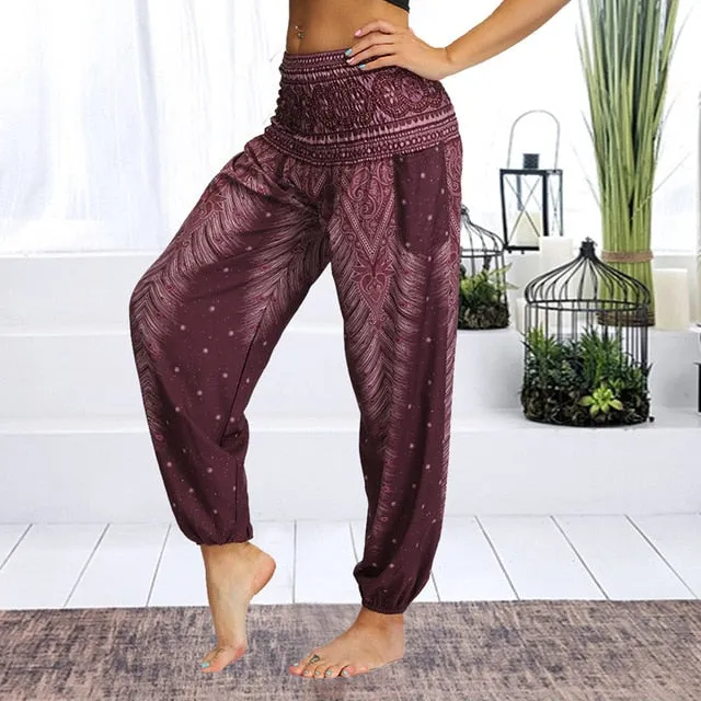 Floral Print Wide Leg Yoga Trousers