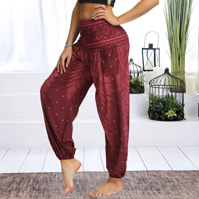 Floral Print Wide Leg Yoga Trousers