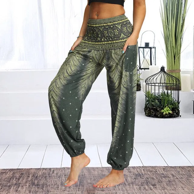 Floral Print Wide Leg Yoga Trousers