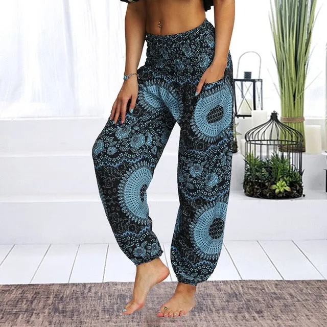 Floral Print Wide Leg Yoga Trousers