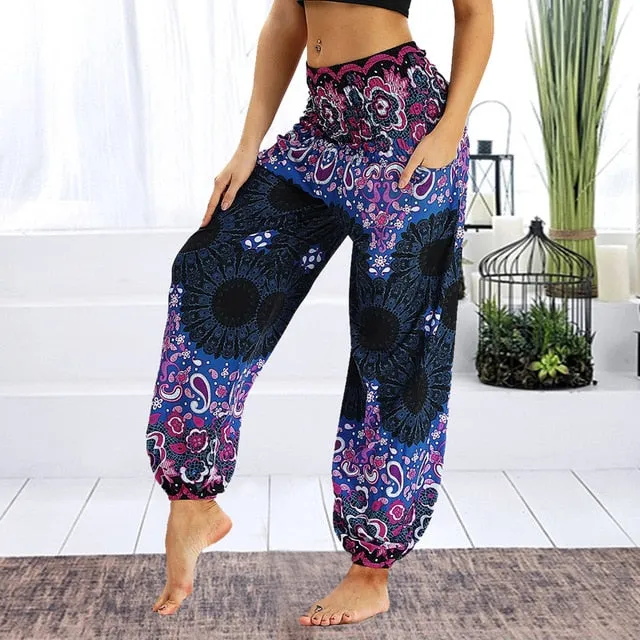 Floral Print Wide Leg Yoga Trousers