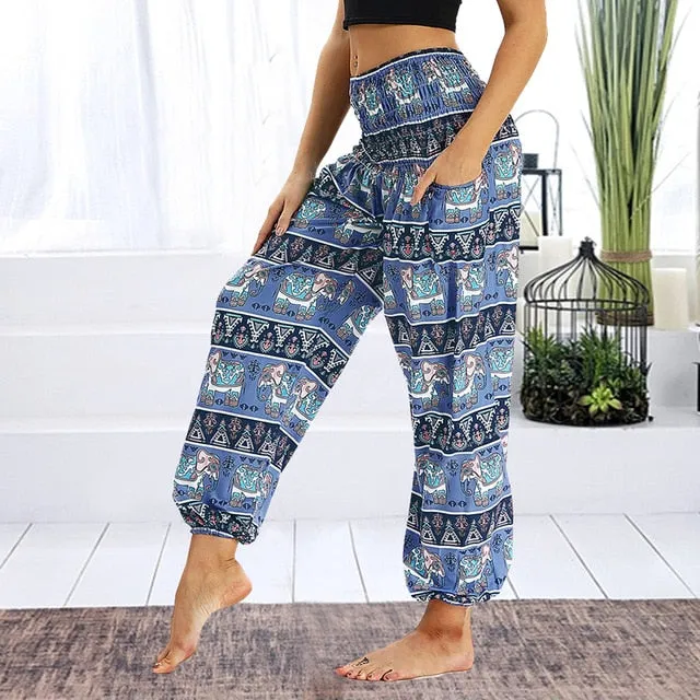 Floral Print Wide Leg Yoga Trousers