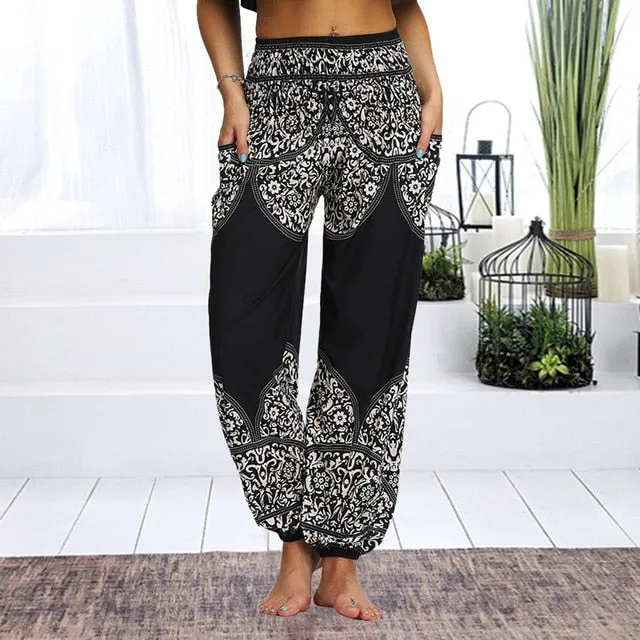 Floral Print Wide Leg Yoga Trousers