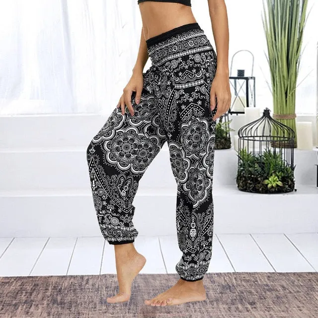 Floral Print Wide Leg Yoga Trousers