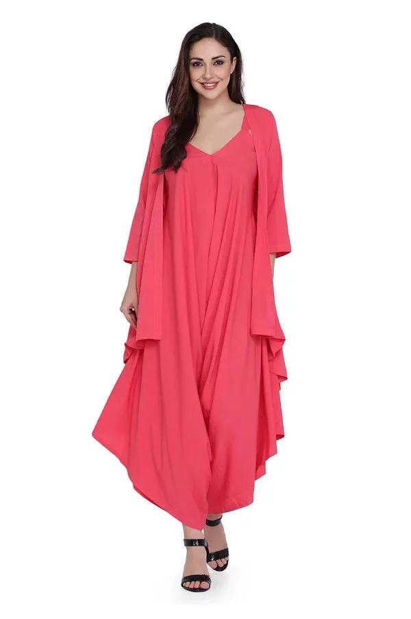 GLOW GIRL PINK DROP CROTCH JUMPSUIT