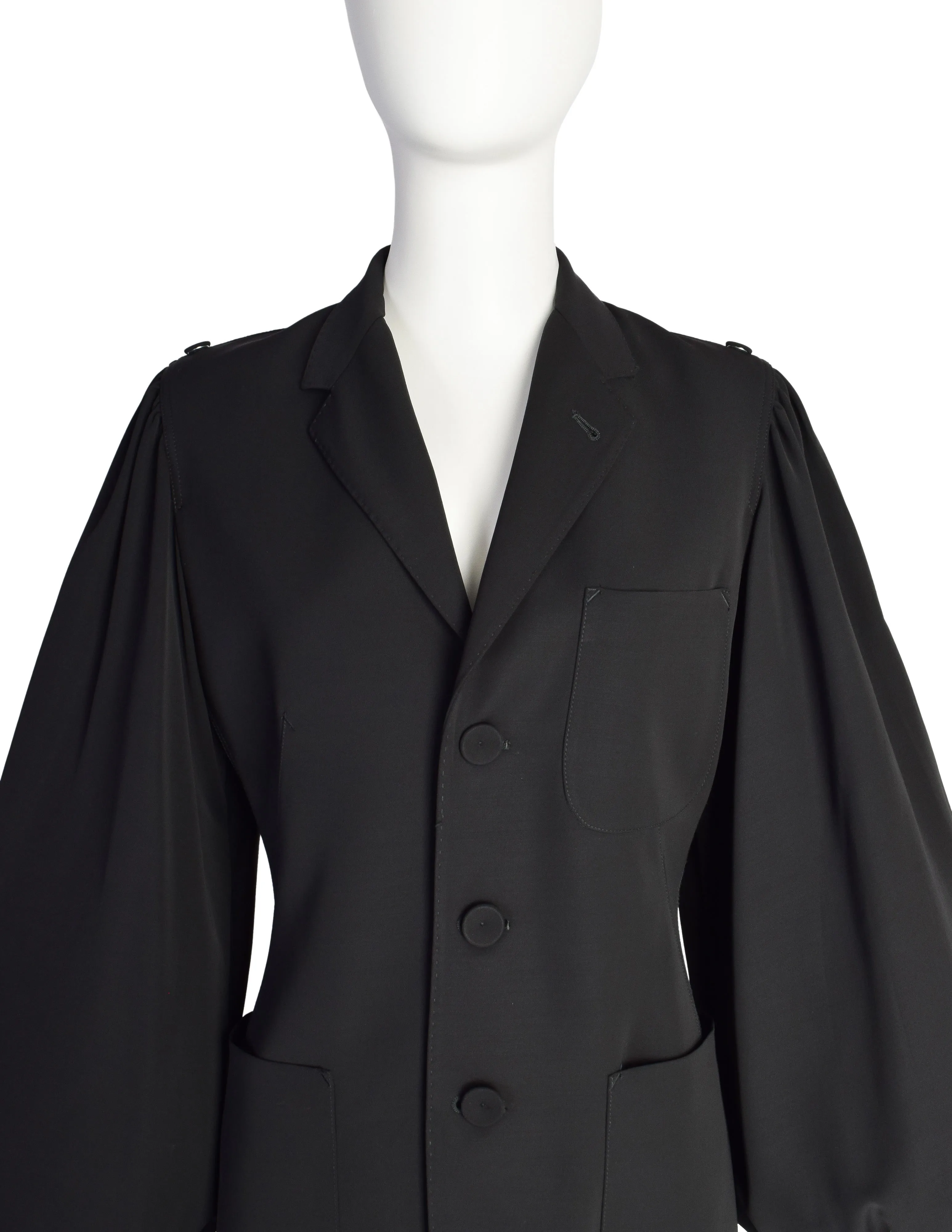 Jean Paul Gaultier Vintage Incredible Black Balloon Bishop Sleeve Blazer Jacket
