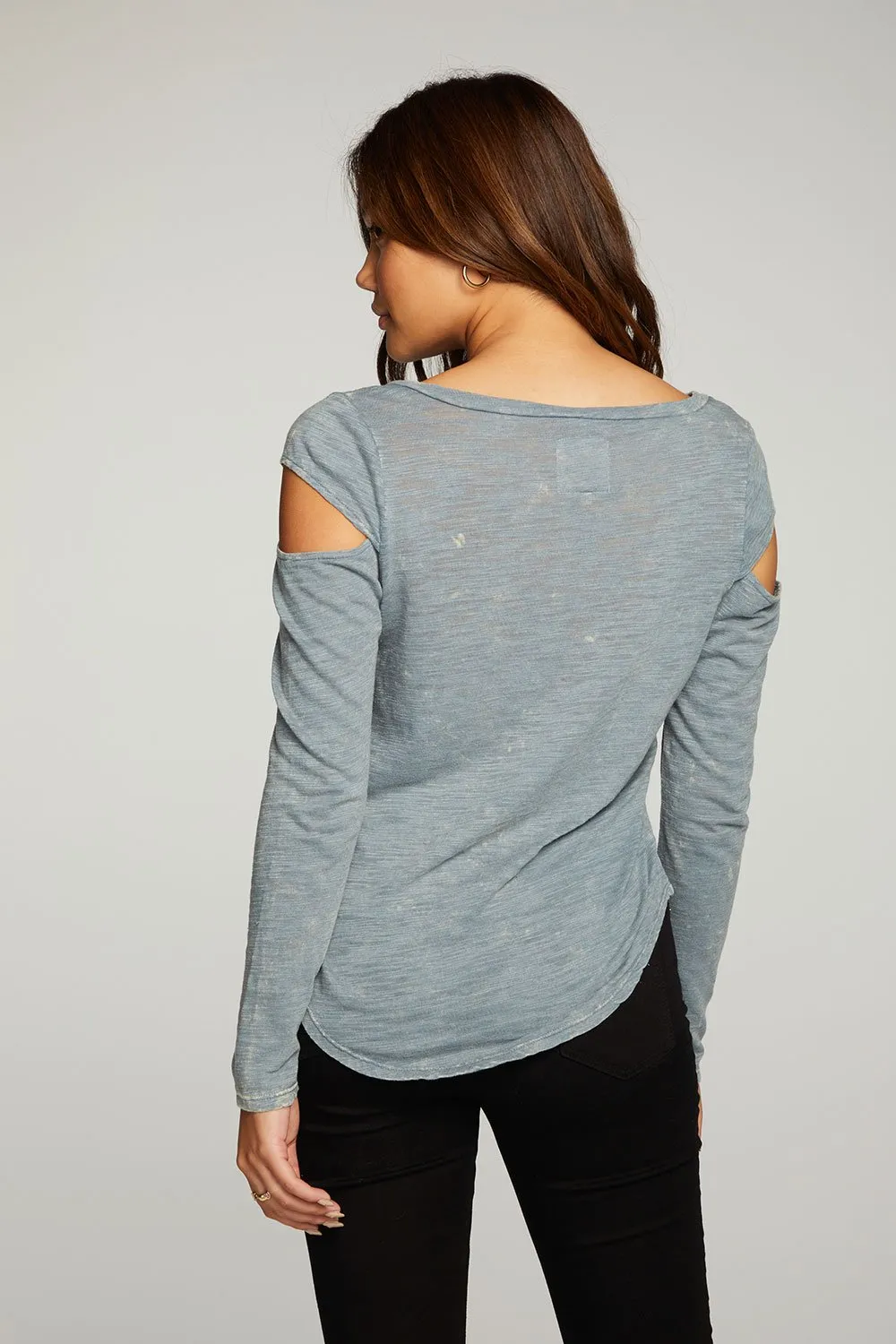 Jersey Vented Deep V Tee- Denim