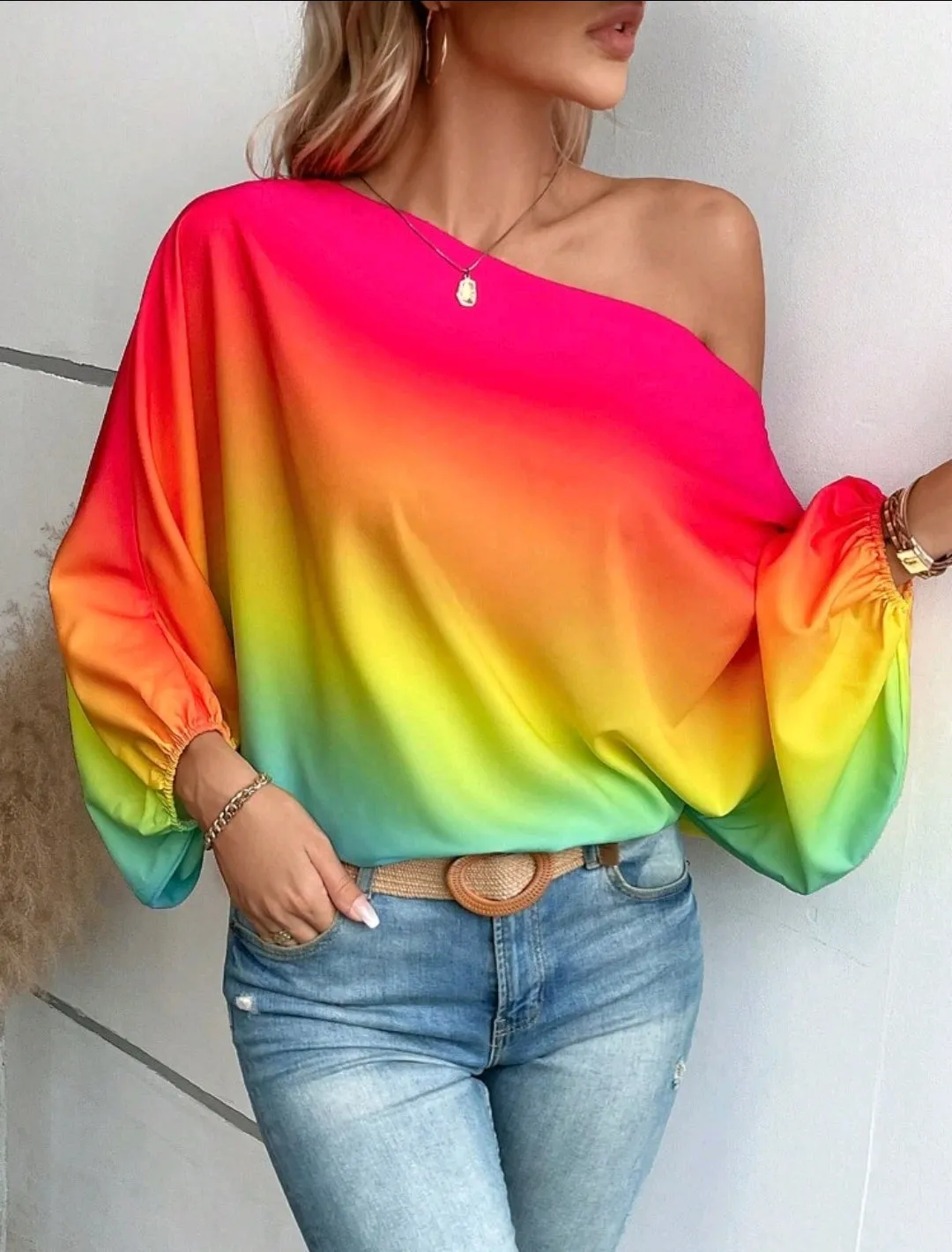 Layla Asymmetric Neck Multicolour Blouse