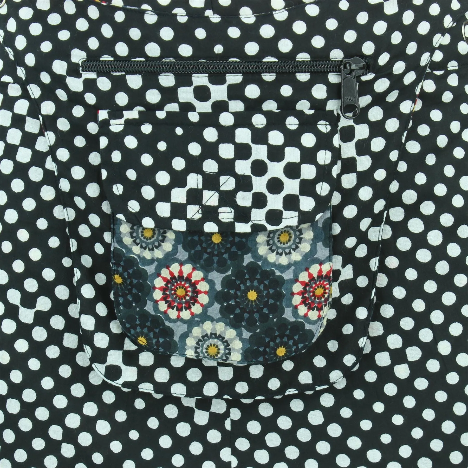 Reversible Popper Wrap Mini Skirt - Kaleidoscope / Mono Dots