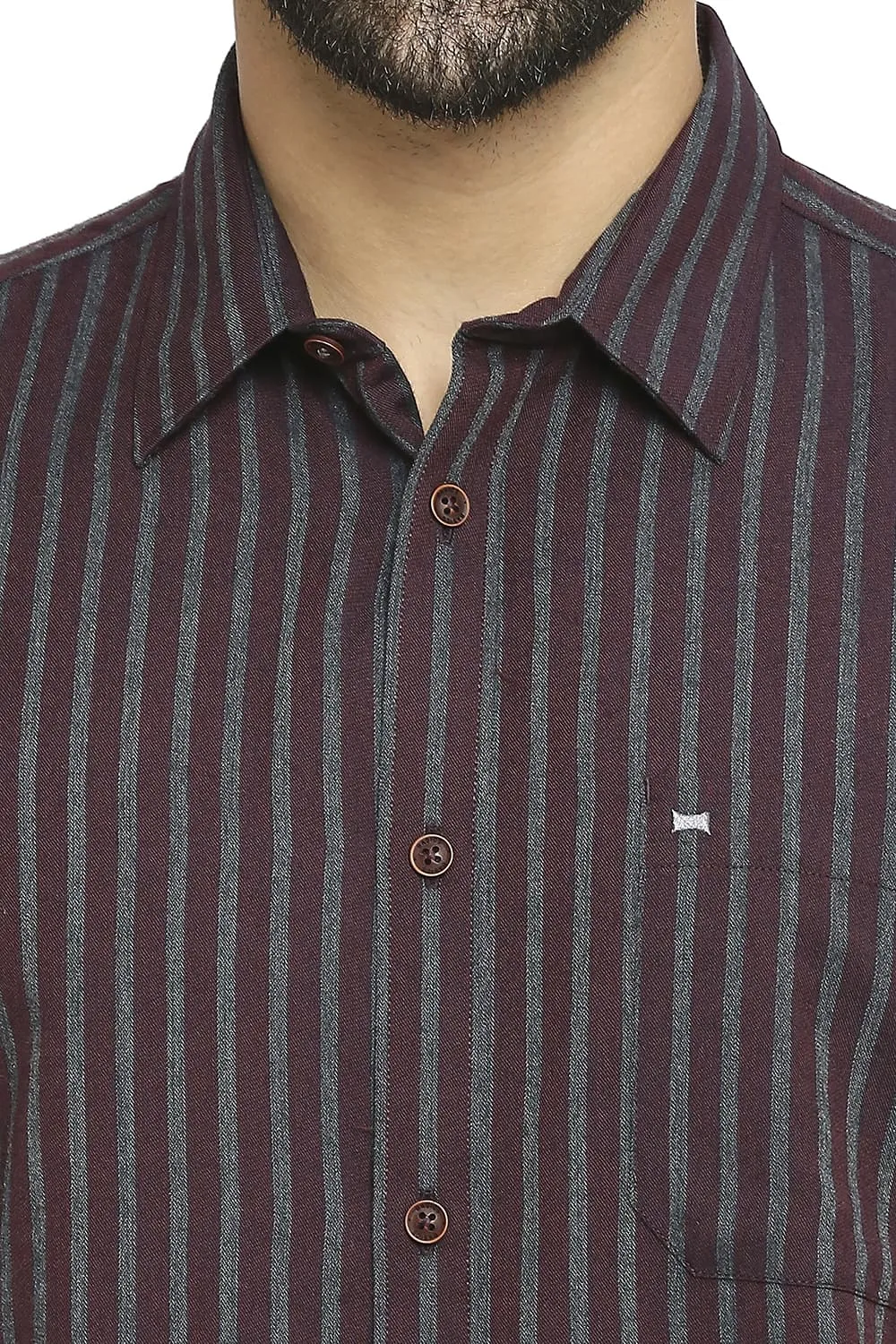 Slim Fit Polyester Viscose Stripe Halfsleeves Shirt