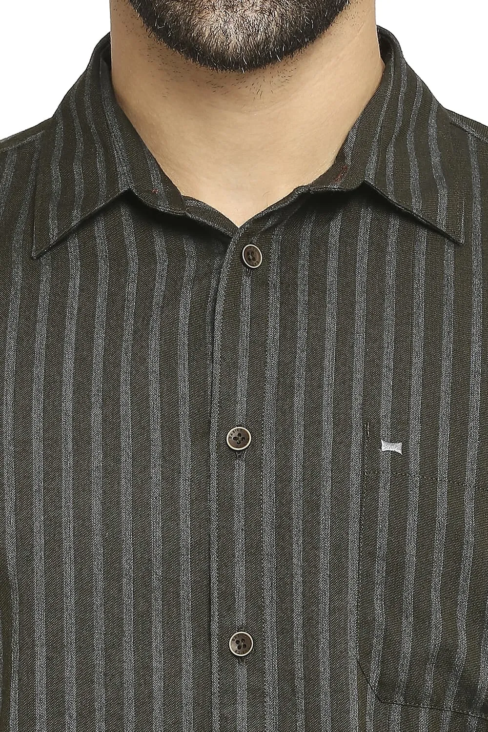 Slim Fit Polyester Viscose Stripe Halfsleeves Shirt