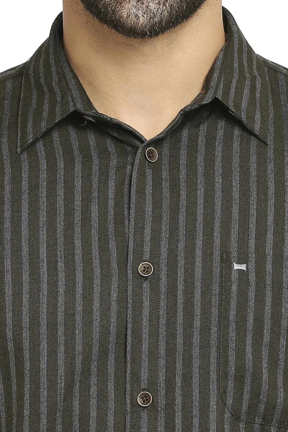 Slim Fit Polyester Viscose Stripe Shirt