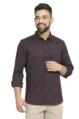 Slim Fit Polyester Viscose Stripe Shirt