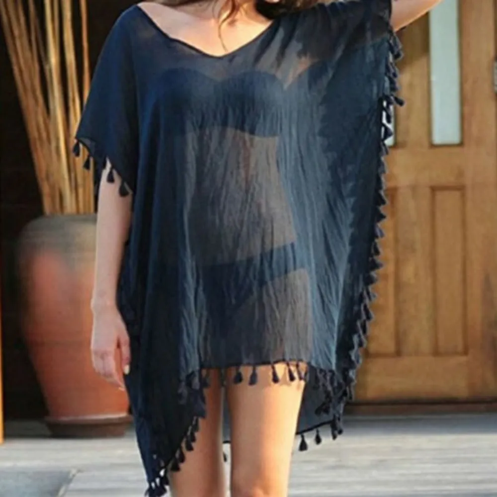 Summer Beach Wear Chiffon Tassels Swimsuit Cover Up