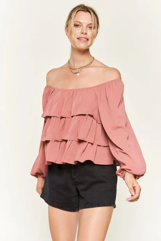 TEEK - Plus Size Tiered Flounce Blouse