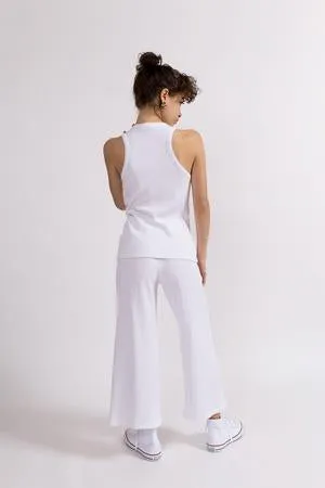 Thermal Cropped Palazzo, White