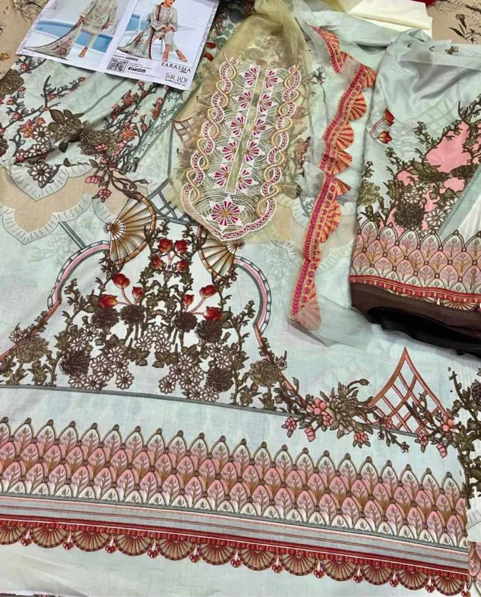 Unstitched Jam Satin Pakistani Style Suits With Embroidery Patch