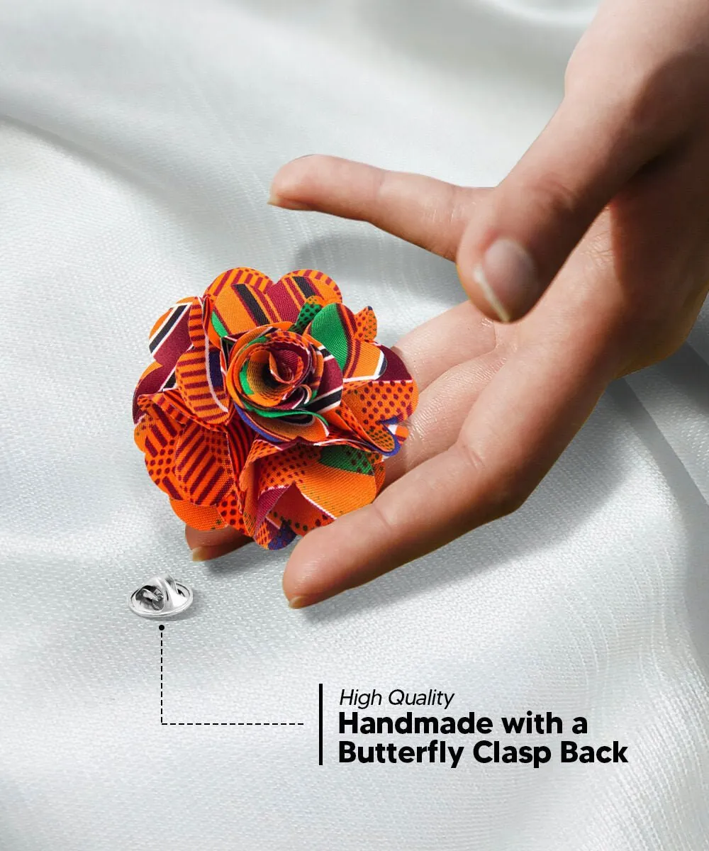 Vittorio Vico Unisex Kente Satin Flower Lapel Pin
