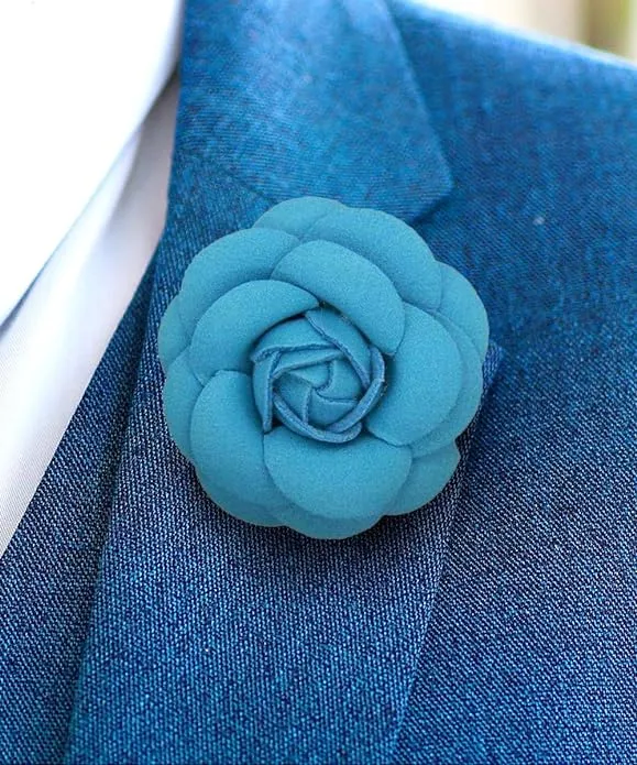 Vittorio Vico Unisex Leather Flower Lapel Pin